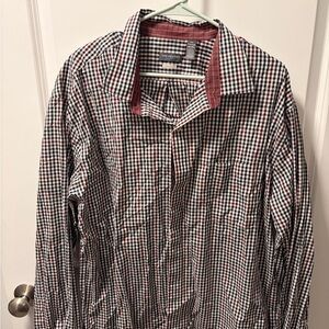Van Heusen Men's Checkered Dress Shirt - Black, White, Red